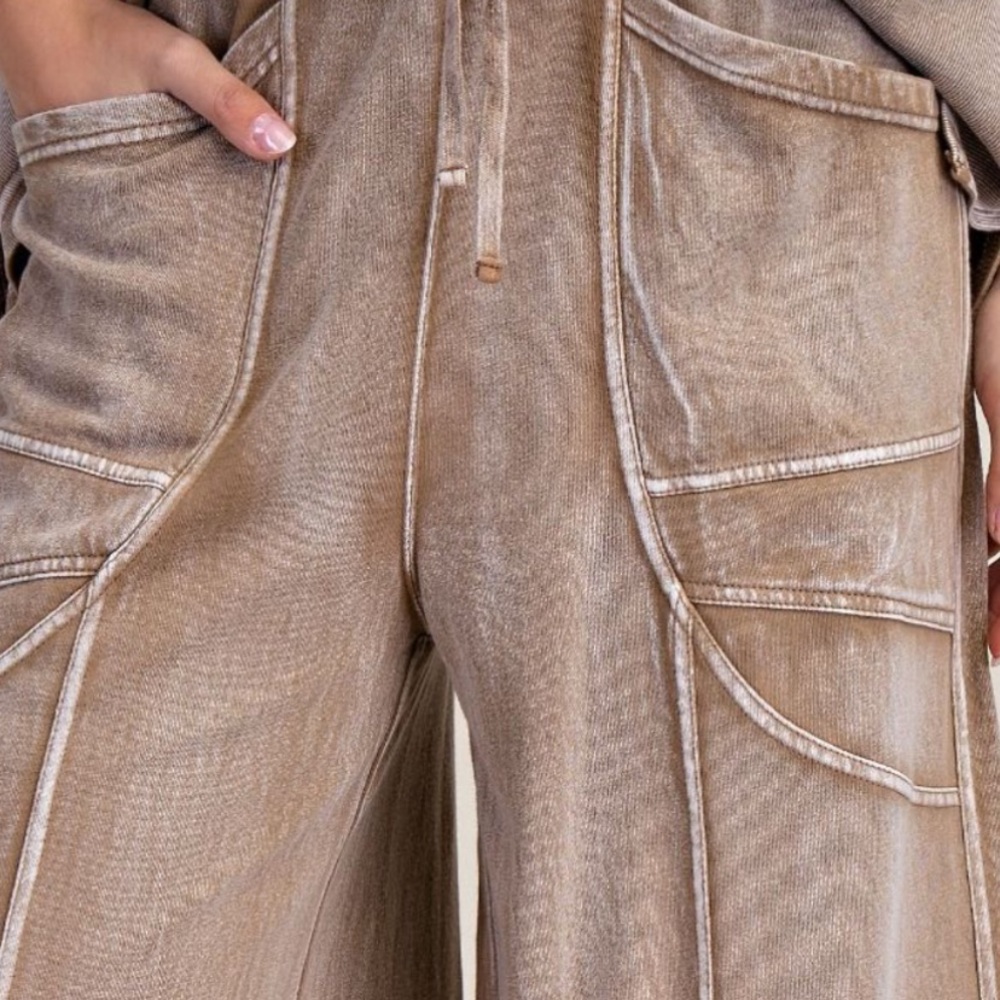 390 ❤️ EASEL camel MONKEY WASHED TERRY PANTS - Picture 3 of 6